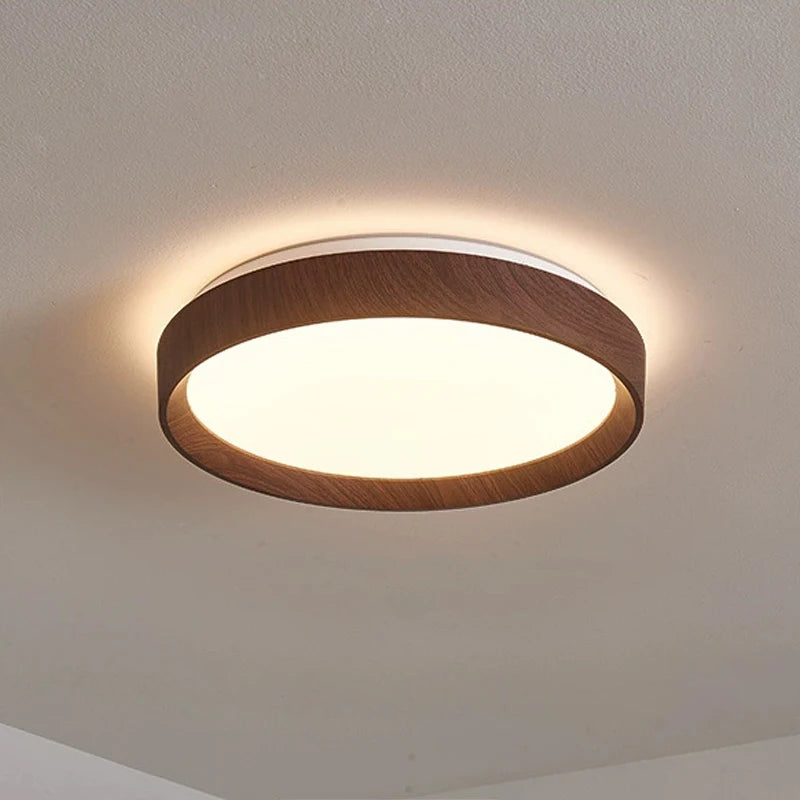 luminaire plafonnier moderne led 36w grain bois marron aspect minimaliste chambre cuisine salle manger