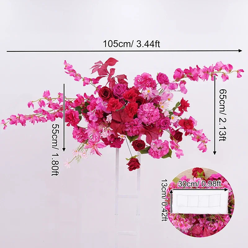 arche fleurs rose vif moderne décoration mariage anniversaire extérieur table blanche doré éléments