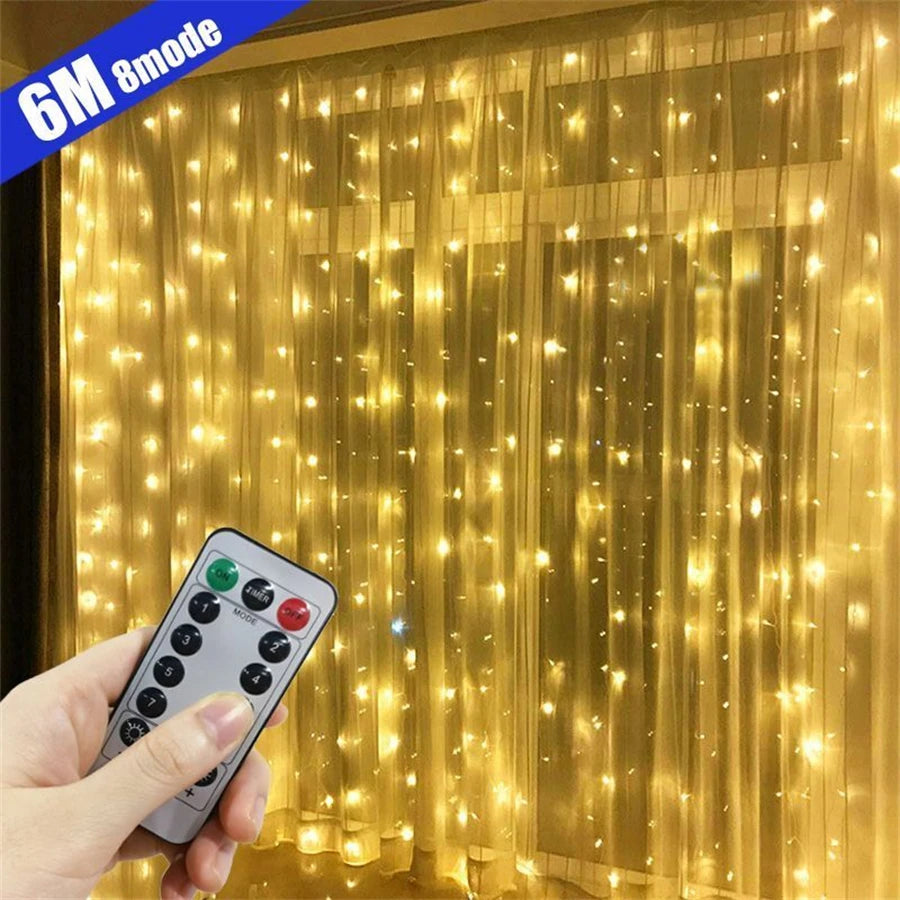 rideau lumineux led blanc décoration fête mariage noël intérieur extérieur télécommande câble usb