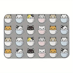 Paillasson chats mignons dans les tasses gris foncé vu de face