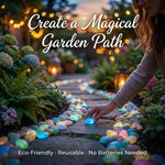 pierres fluorescentes bleu vert jaune rose modernes lisses jardin patio décor lumineux