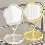 miroir table moderne rose clair jaune pâle blanc forme fleur brillant minimaliste portable chambre