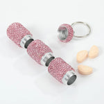 boîte pilules portable strass argent rose bleu rouge moderne élégante porte clés