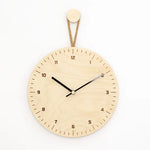 horloge murale bois naturel aiguilles feuilles gravure enjoy your time cordelette vintage circulaire