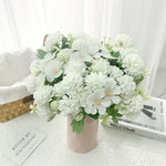 bouquets fleurs artificielles soie blanc rose jaune rouge intérieur mariage deco chambre
