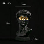 statue résine david tête buste moderne blanc noir multicolore styled sculptural