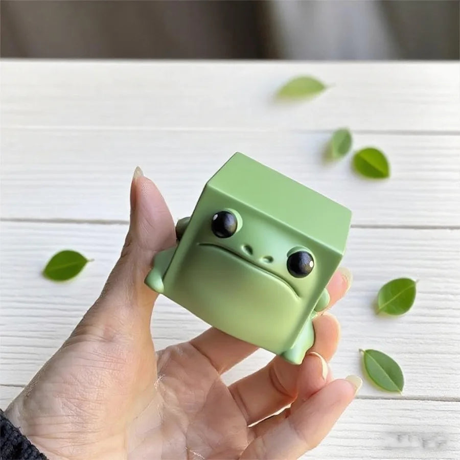 figurine grenouille résine verte cartoon mignonne décoration yeux noirs animal collectionnée ornement chambre enfants