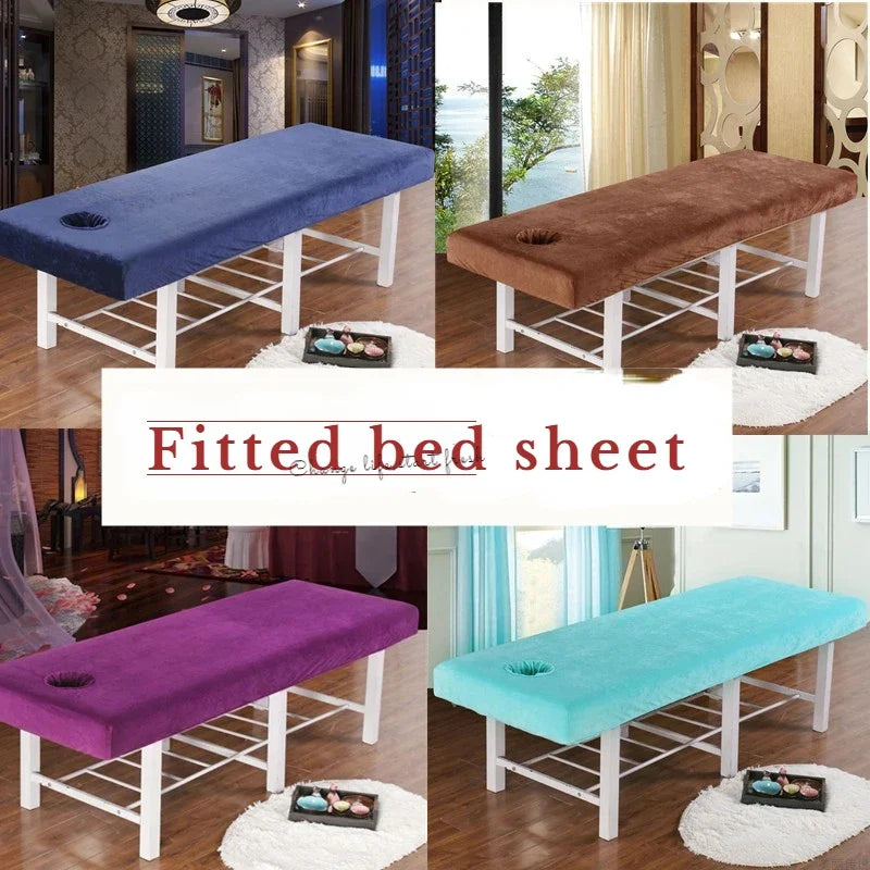 drap housse velours épais trou table massage salon beauté spa