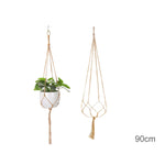 support plante suspendue macramé boho rotin blanc sculpté main decoration maison balcon jardin anneau