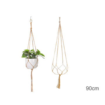 support plante suspendue macramé boho rotin blanc sculpté main decoration maison balcon jardin anneau