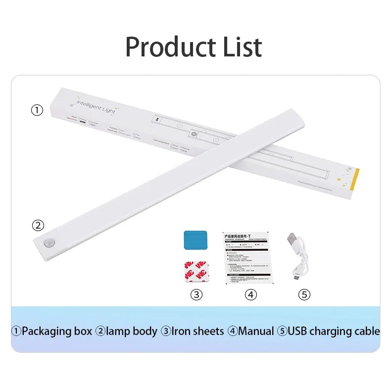 veilleuse led rechargeable usb capteur mouvement adhésive moderne 60cm 40cm 20cm blanc minimaliste