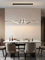suspension lumineuse moderne spirale noir blanc chaud lumière diffusée contemporaine chambre salon