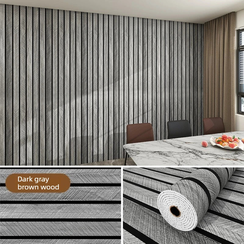 panneau décoratif auto adhésif moderne rayures horizontales beige noir résistant l'eau intérieur