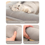 lit chat moderne surélevé tissu maille gris clair structure métallique pieds noirs coussin