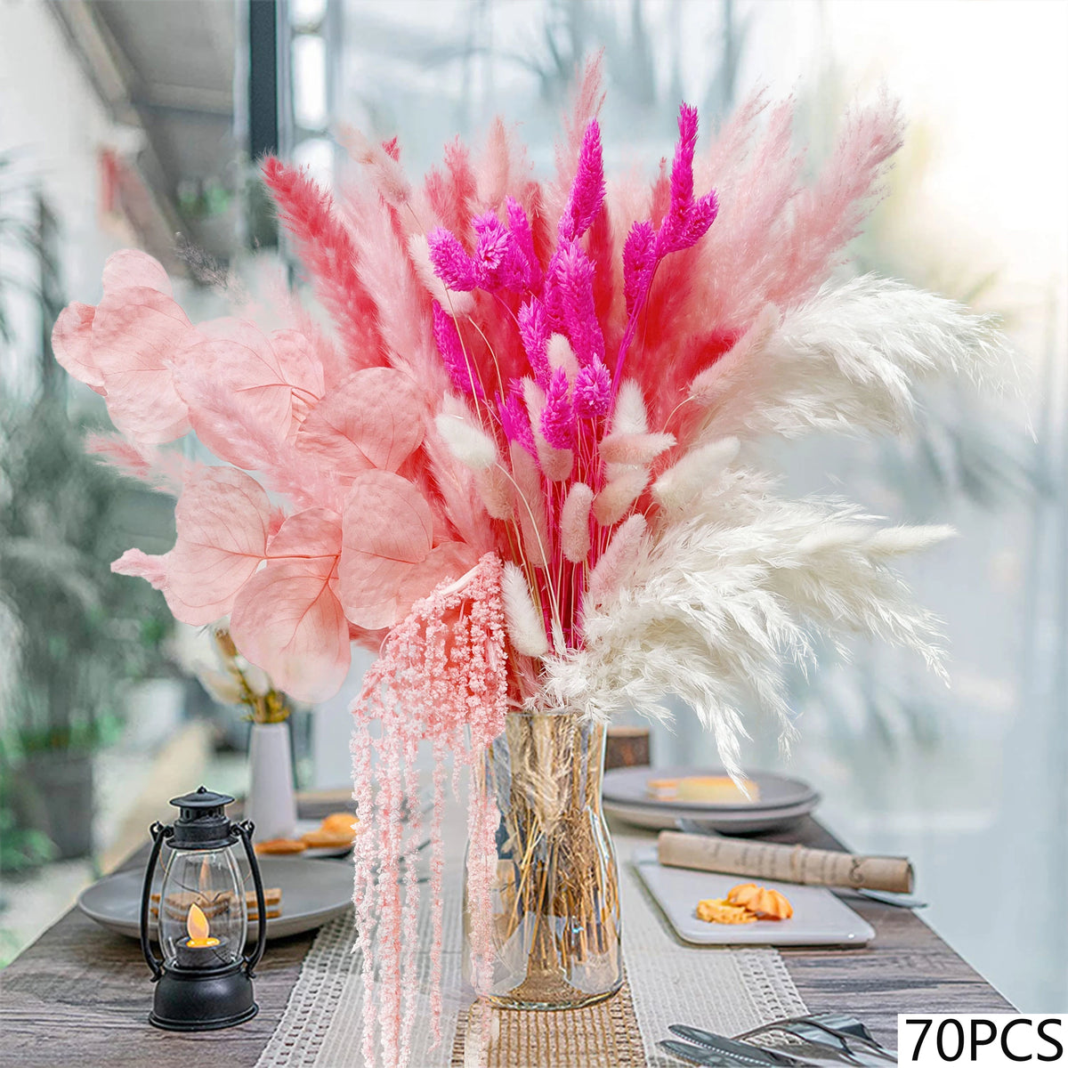 décoration intérieure bouquets fleurs séchées naturelles rose romantique anniversaire mariage