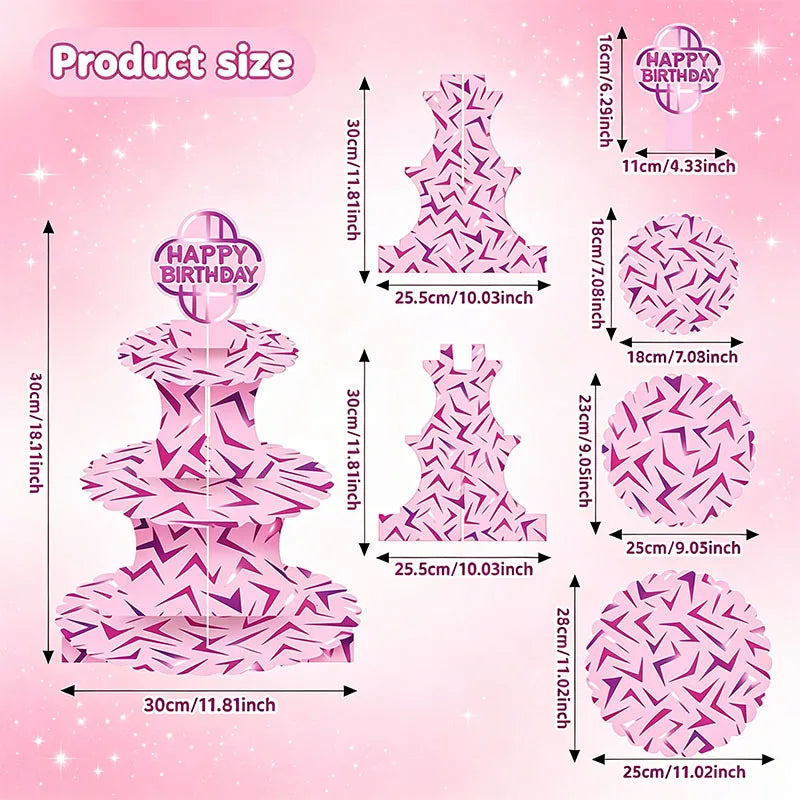 supports cupcakes drapeaux happy birthday rose violet zigzag modernes festifs anniversaire famille réunion