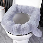 couvre siège toilette fourrure synthétique gris blanc rose adhésif confortable doux