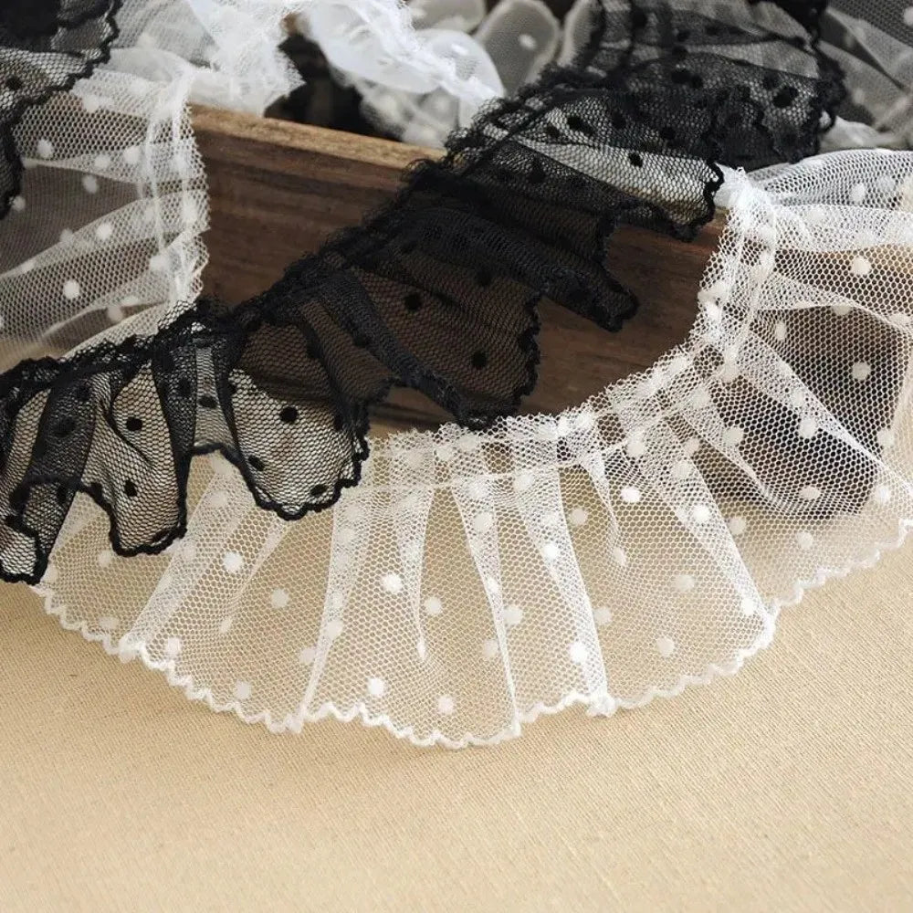 collier vintage romantique blanc noir points transparent franges doux élégant ancien