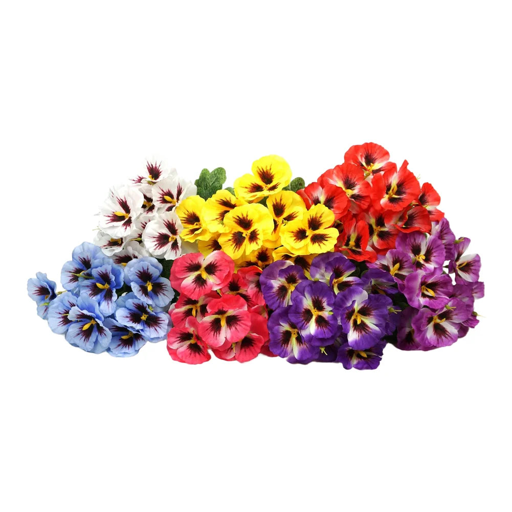 bouquets fleurs artificielles soie décoratives intérieur blanc jaune rouge violet rose bleu bicolores tiges