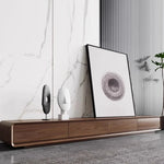 meuble tv long bois marron foncé moderne salon nordique bois naturel