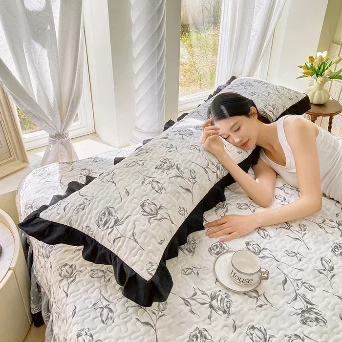 taies d'oreiller polyester non toxique motif points doux blanc housse lit couple usage domestique