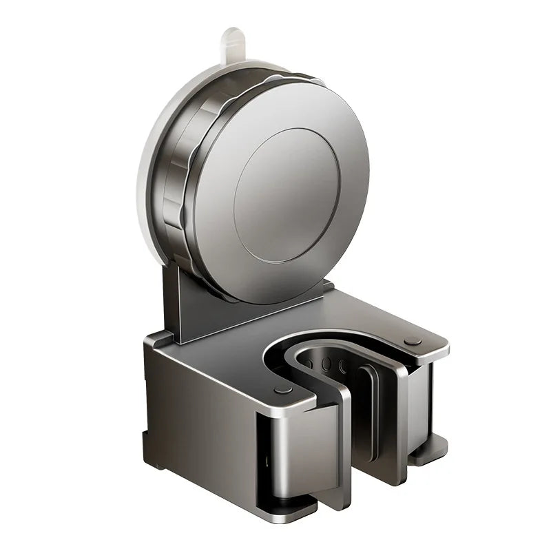 porte balai mural ventouse gris lisse perforations moderne salle bain rangement minimaliste
