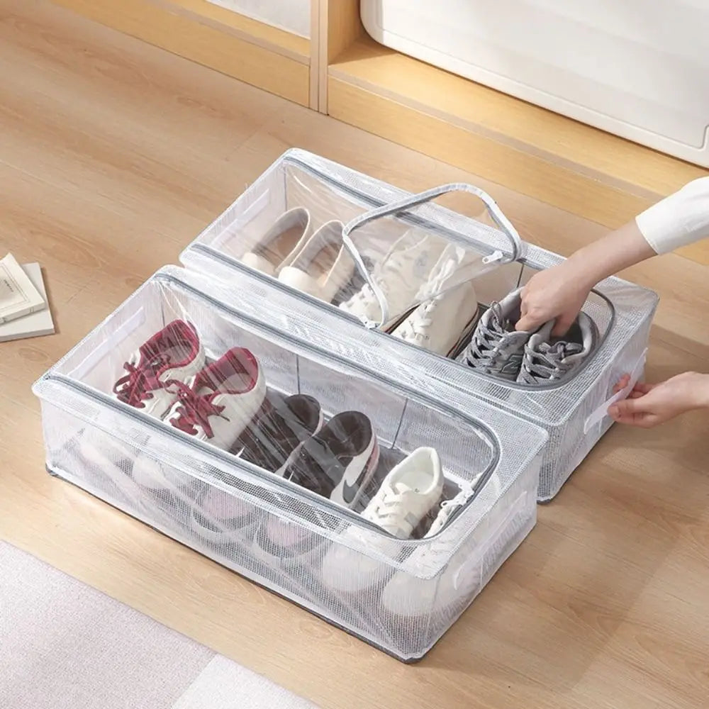 boîtes chaussures transparentes maille fine poignées rangement moderne porte double fixations incluses chaussures collection