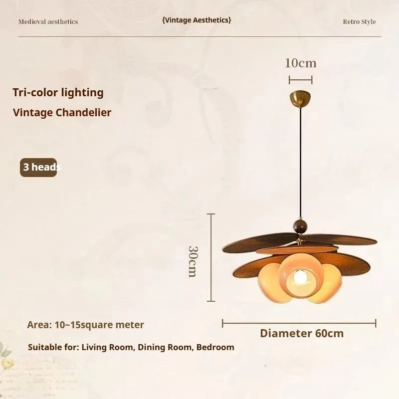 ventilateur suspendu moderne marron clair lames bois sphères translucides minimaliste