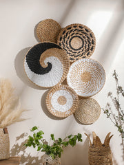 Décoration murale en jonc de mer suspendue, panier mural Boho pour chambre à coucher, salon et cuisine