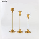 bougeoirs table décoration maison moderne doré lisses opaques set mariage anniversaire