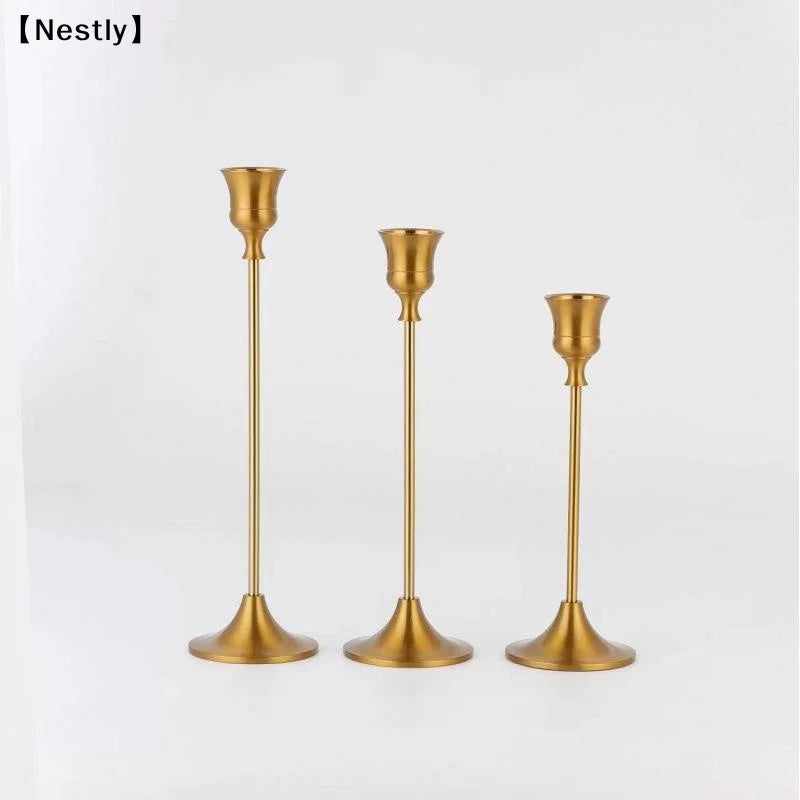 bougeoirs table décoration maison moderne doré lisses opaques set mariage anniversaire