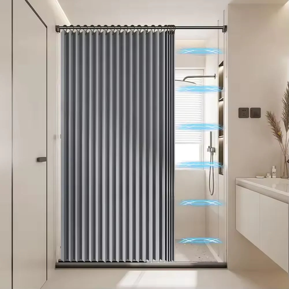 rideau douche gris foncé texturé rayures verticales moderne opacité ourlet standard polyester