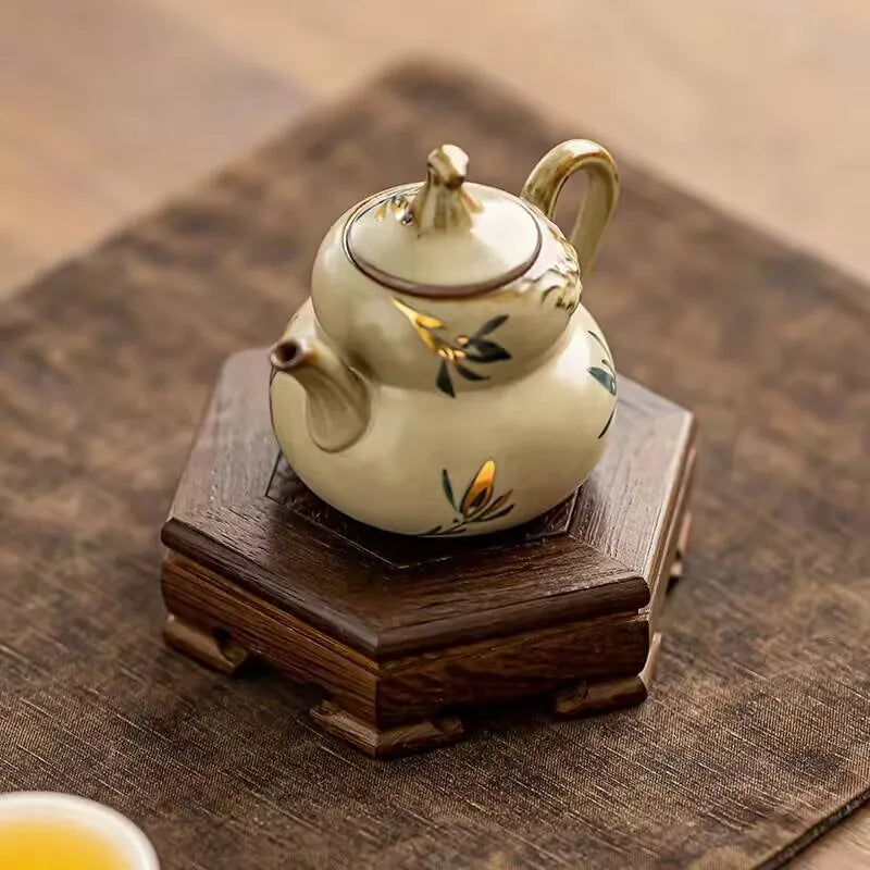 supports bois tasses thé tapisserie florale plateaux hexagonaux décoration maison traditionnel asiatique minimaliste
