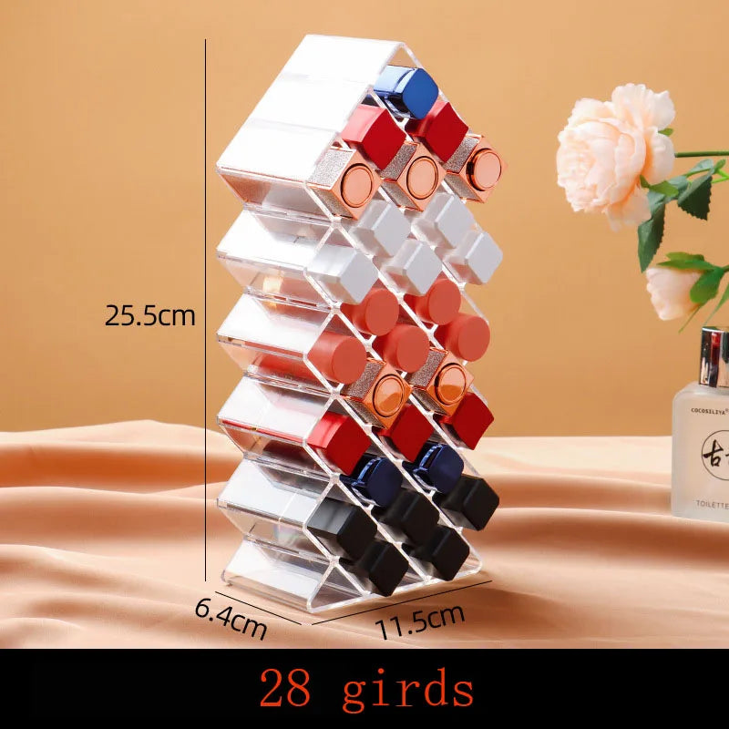 présentoir cosmétique transparent moderne boîte rangement maquillage acrylique 10 gonds doré minimaliste