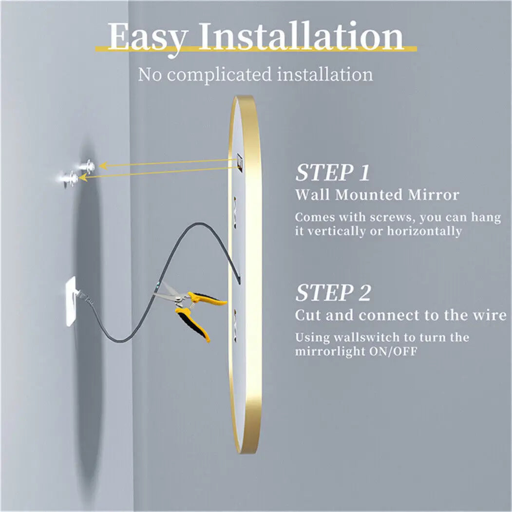 miroir mural ovale moderne or anti buée led 1000 1200 800 mmversible