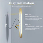miroir mural ovale moderne or anti buée led 1000 1200 800 mmversible