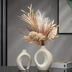 vases decoratifs modernes plastique blanc beige orange rose jaune vert minimalistes sculpturaux fleurs artificielles