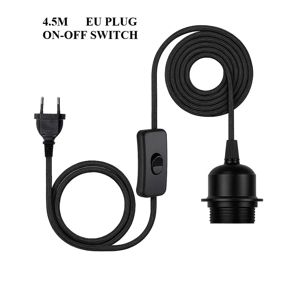 ampoule led e27 interrupteur rotatif câble noir prise eu 4.5m industriel ajustable