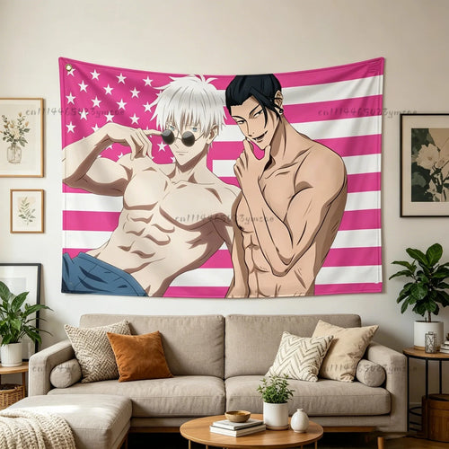 tapisserie murale anime jujutsu kaisen gojo satoru decor chambre étudiant poster tissu grande taille