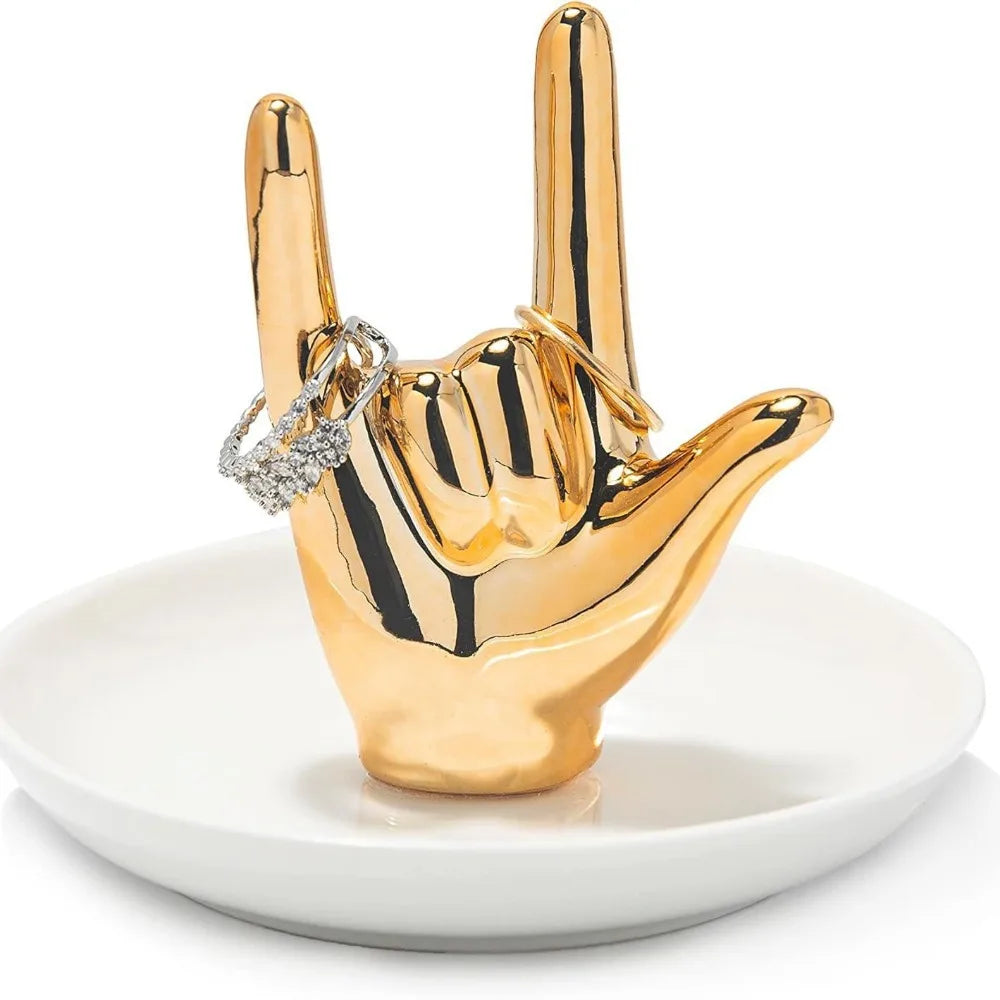support bijoux main stylisée or argent rose gold blanc moderne