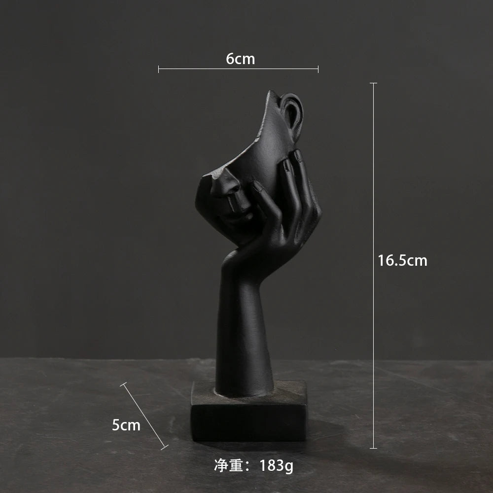 statuettes décoratives visage humain noir blanc doré modernes minimalistes abstraites contemporaines base carrée livres