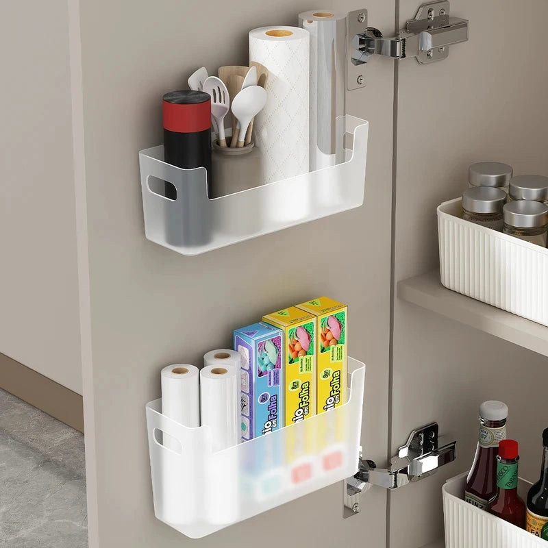 boîtes rangement blanc adhésives modernes cuisine salle bain pots bouteilles ustensiles