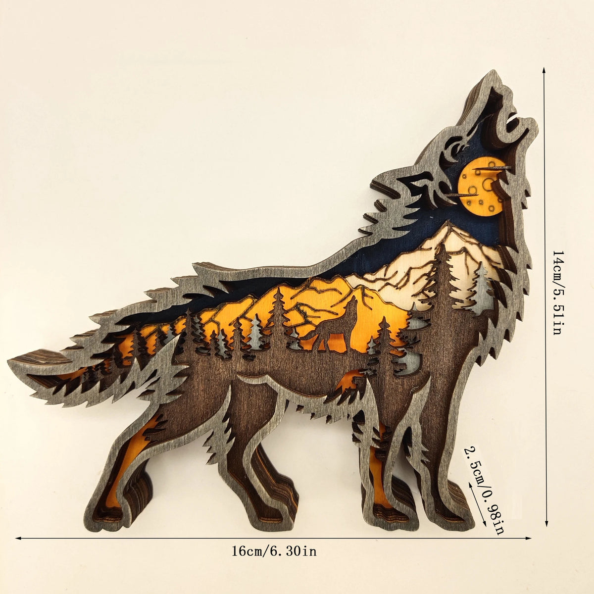 décoration murale sculpture bois loup paysage forêt 3d occasion fête