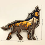 décoration murale sculpture bois loup paysage forêt 3d occasion fête