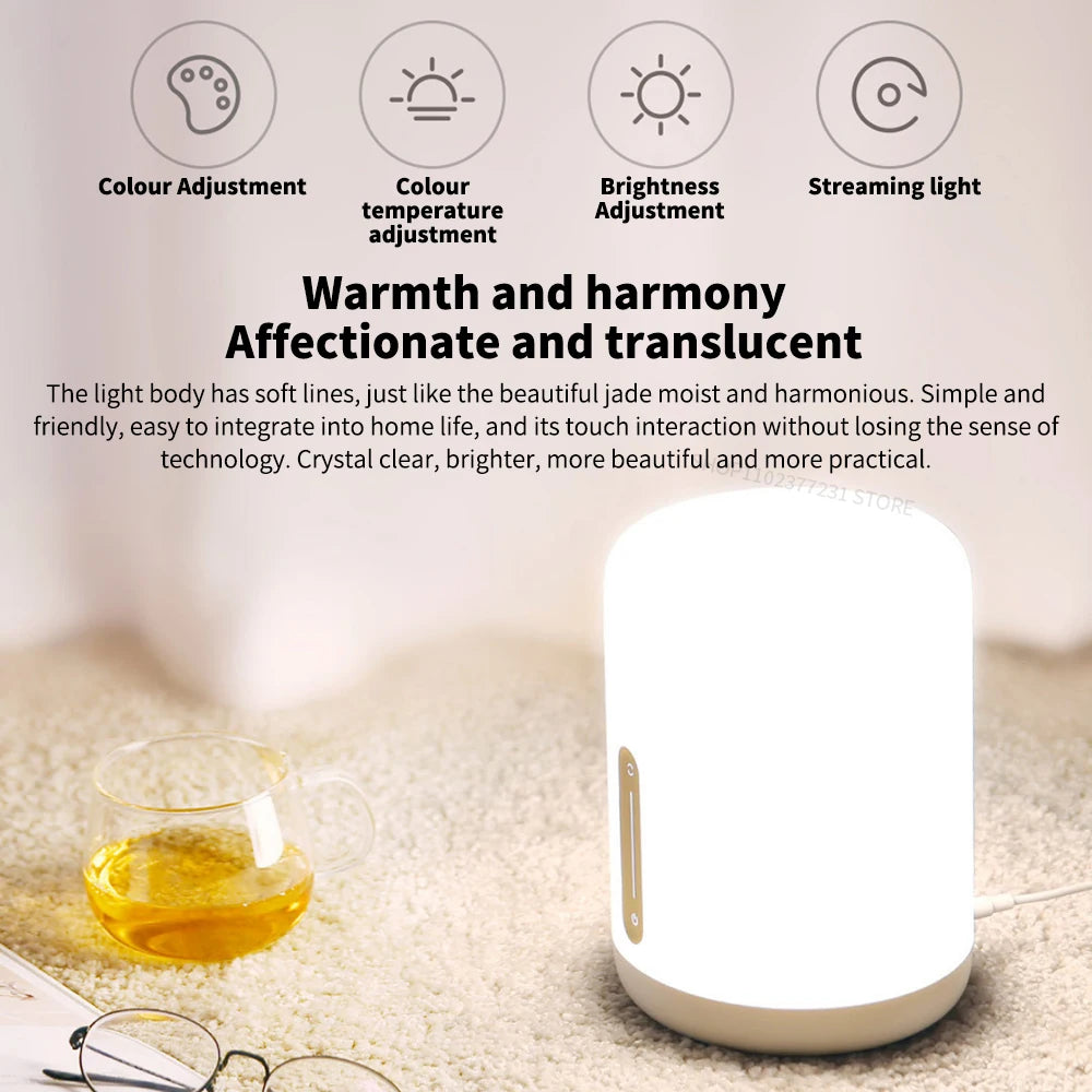 lampe chevet intelligente led blanc moderne minimaliste 400 lumens bluetooth wifi commandes tactiles