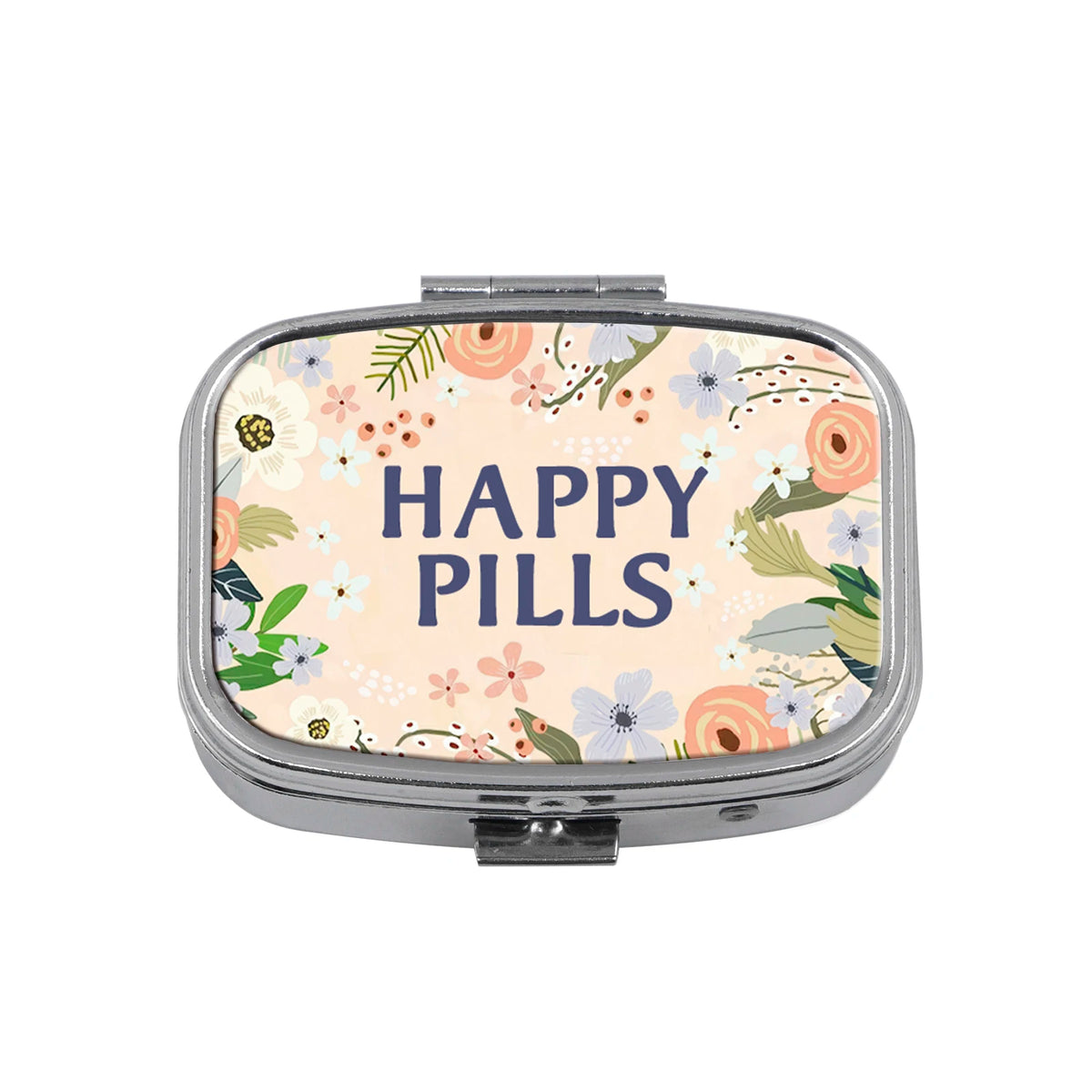 boîte pilules moderne fleuries multicolores portable organisateur blanc motifs graphiques