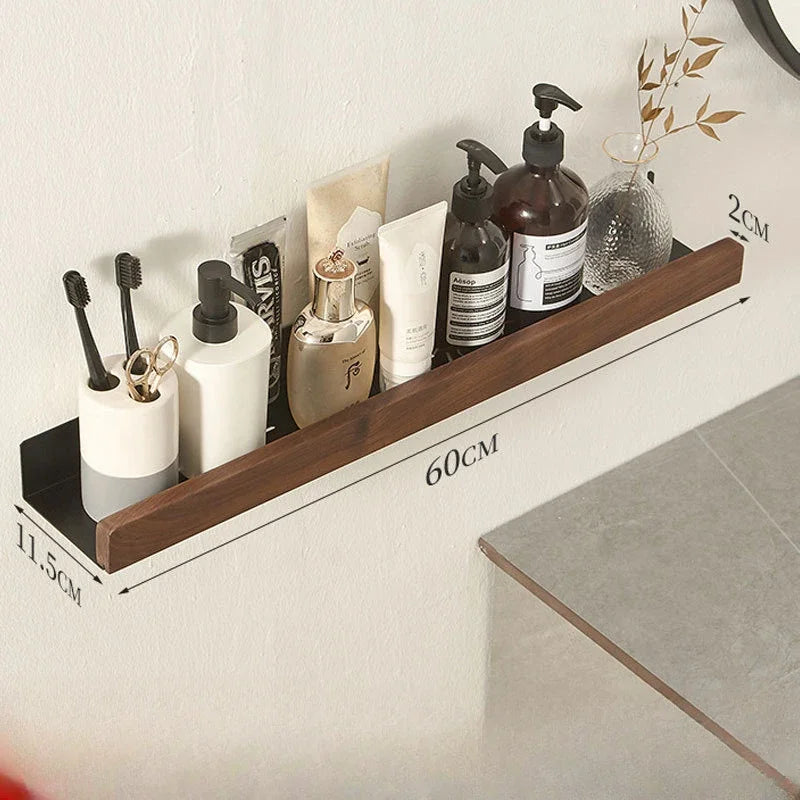 étagère murale bois blanc moderne adhésive salle bain rangement minimaliste 50cm 30cm 40cm