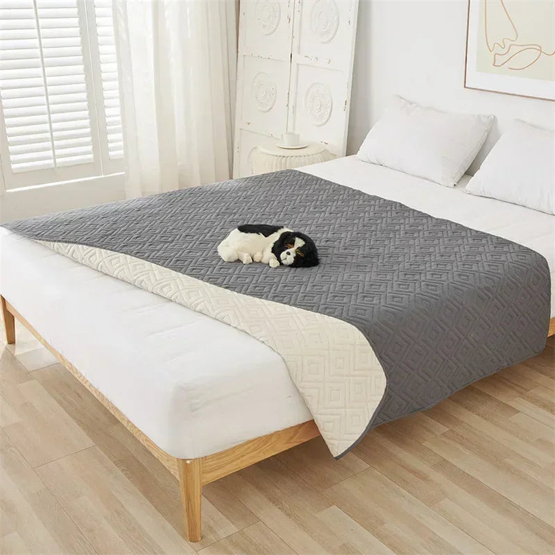 couvre lit anti poussière imperméable matelassé gris moderne grande taille
