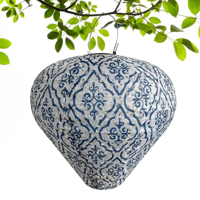 lanterne solaire étanche extérieure ornements floraux artisanale décorative anneaux métalliques