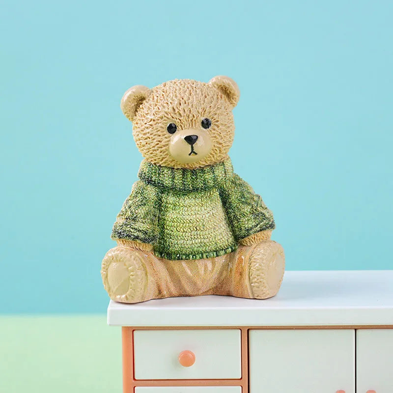 figurine résine ours peluche moderne détaillée couleur multiple décoration jardin anniversaire accessoire diy